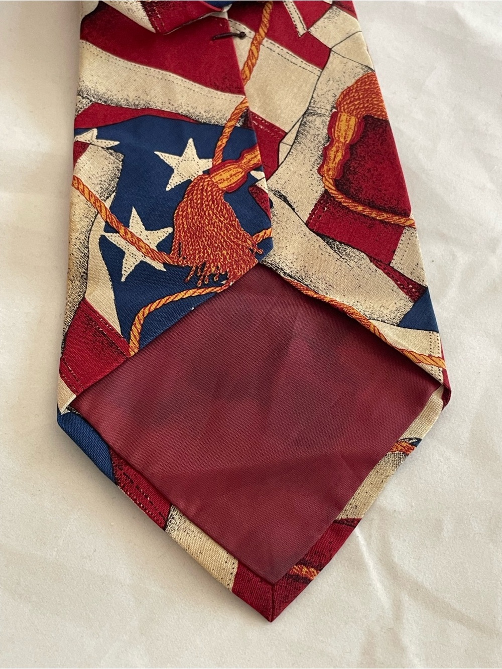 Vintage Ralph Lauren American Flag Tie Handmade USA Patriotic 100% Silk - Picture 6 of 6
